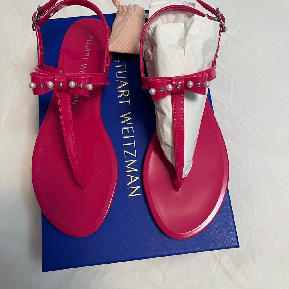 Stewart Weitzman Pearl stud bow jelly